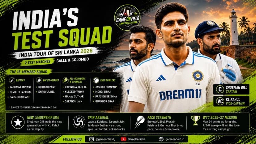 India's Test Squad for Sri Lanka Tour 2026: Complete Analysis of the WTC Challenge