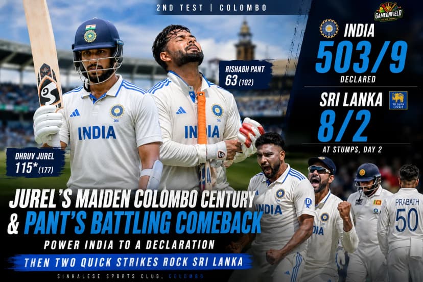 Jurel's Maiden Colombo Century and Pant's Battling Comeback Power India to 503/9 Declared