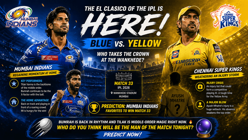 IPL 2026 Preview: Mumbai Indians vs. Chennai Super Kings – The Battle for Dominance