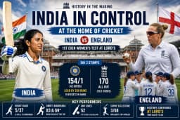 India Take Complete Control on Day 2 of Historic Lord's Women's Test