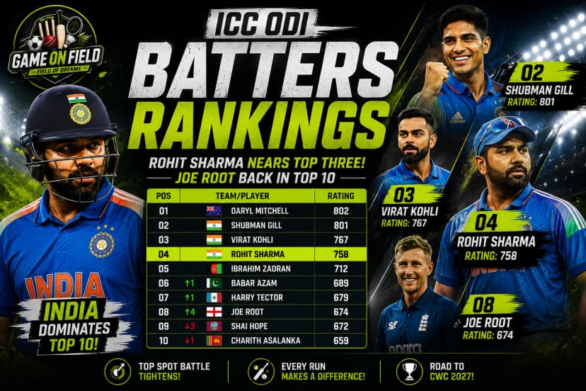 Rohit Sharma Edges Closer to the ICC ODI Top Three as Joe Root Returns to the Elite